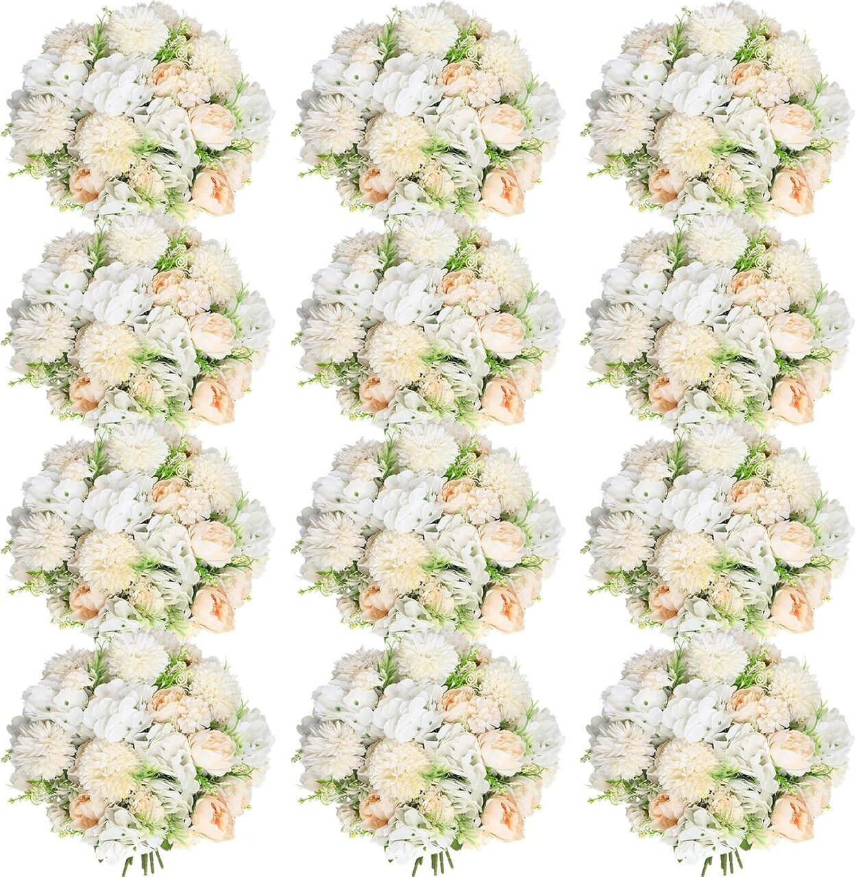 12 Bundles Peonies Artificial Flowers Artificial Peonies Silk Flowers Faux Peony Fake Peony Silk Hydrangea Bouquet for Wedding Table Centerpiece Floral Vase Decor